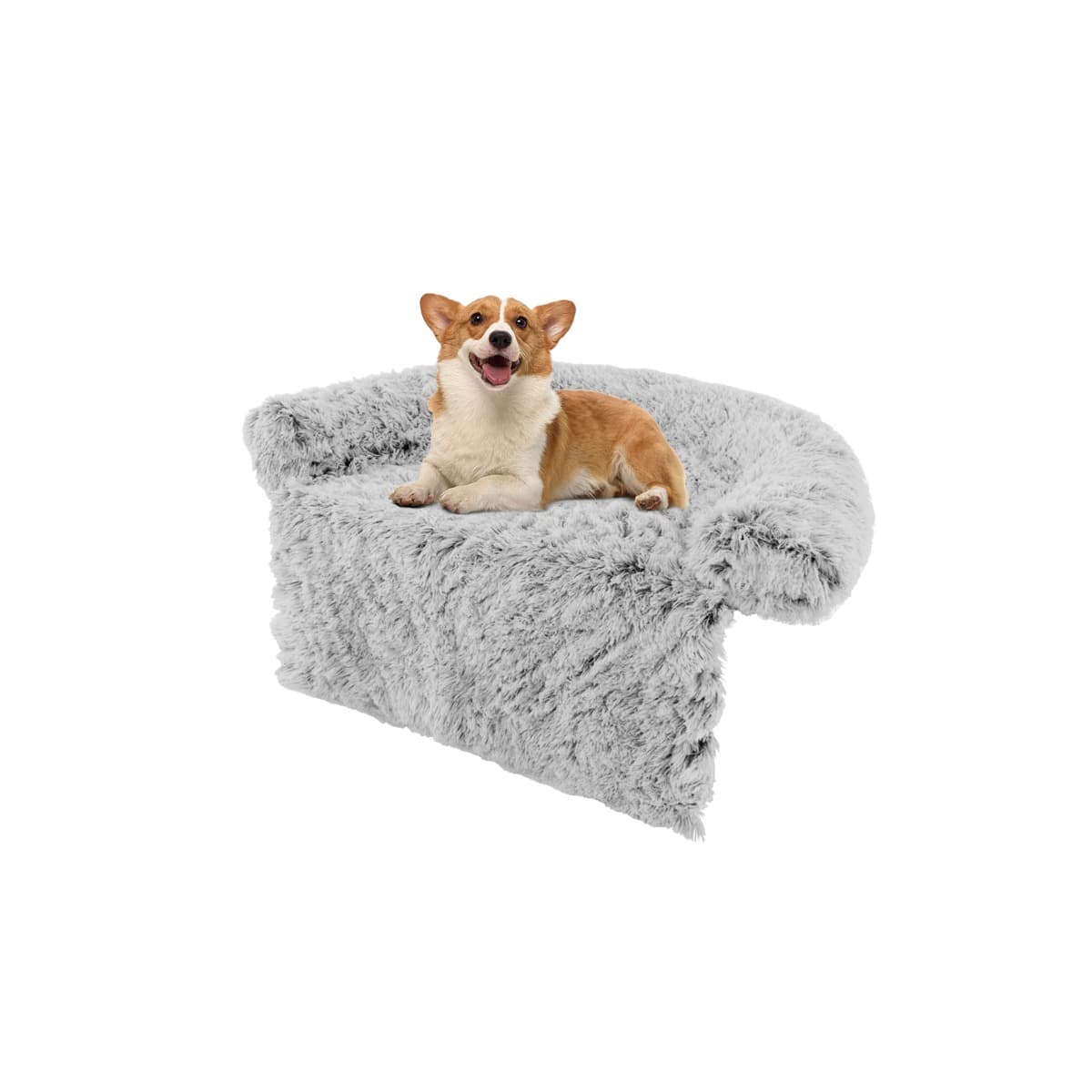 CostwayHousse en Peluche pour Chien Dessous Antidérapant Amovible Lavable Traversin Doux pour Le Cou Petite Taille 101 x 89 x 16 CM Gris